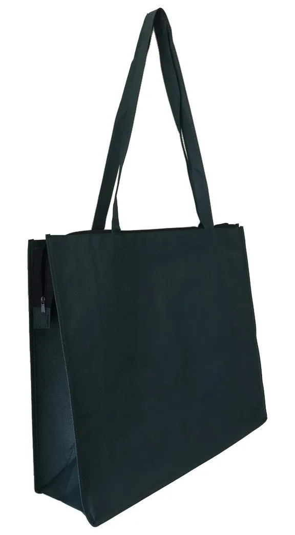 200 ct Zippered Large Tote Bags - Reusable Grocery Bags - By Case