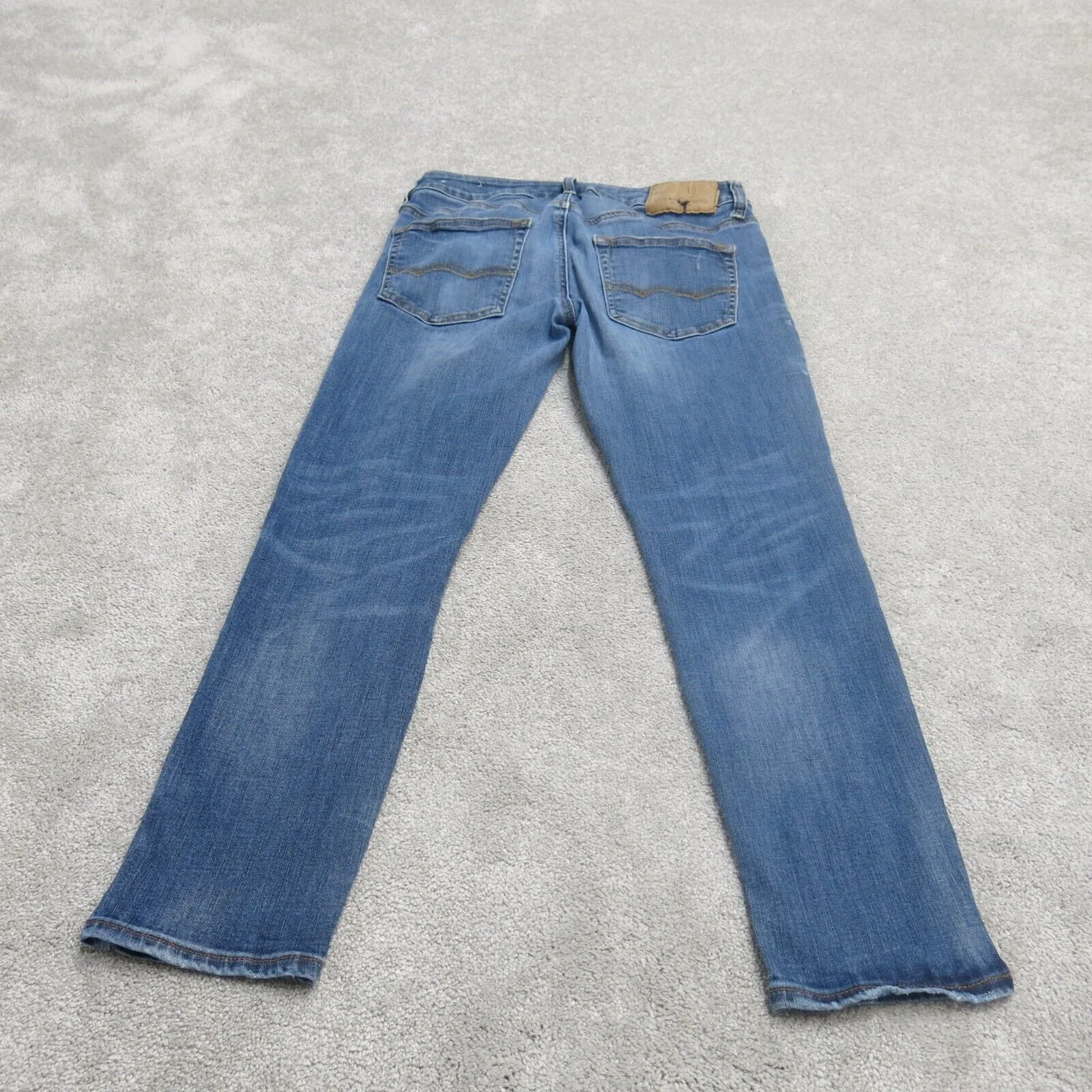 American Eagle Mens Jeans Straight Leg Denim Stretch Distressed Blue SZ W28WXL28