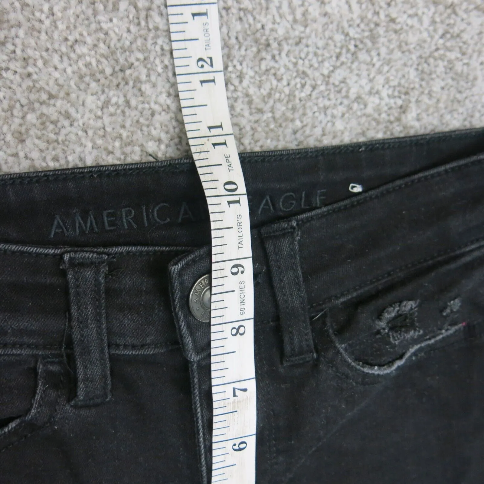 American Eagle Womens Next Level Stretch Skinny Distressed Jeans Black Size 0