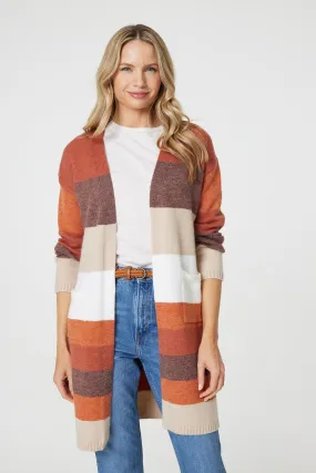 Autumn Block Stripe Longline Cardigan