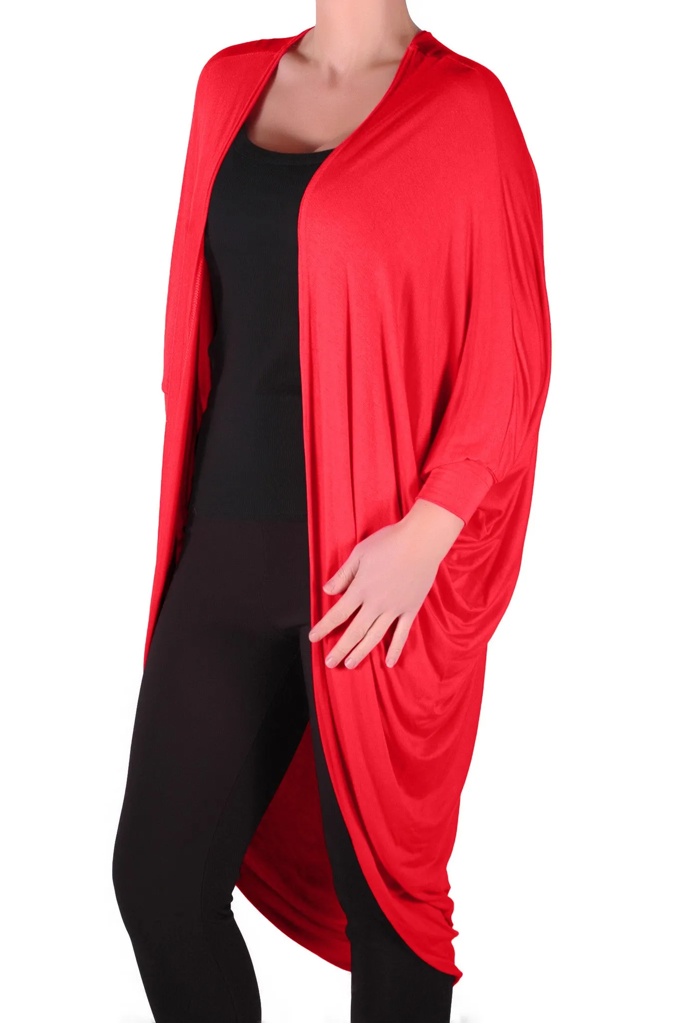 Baggy Waterfall Open Draped Batwing Sleeves Cardigan