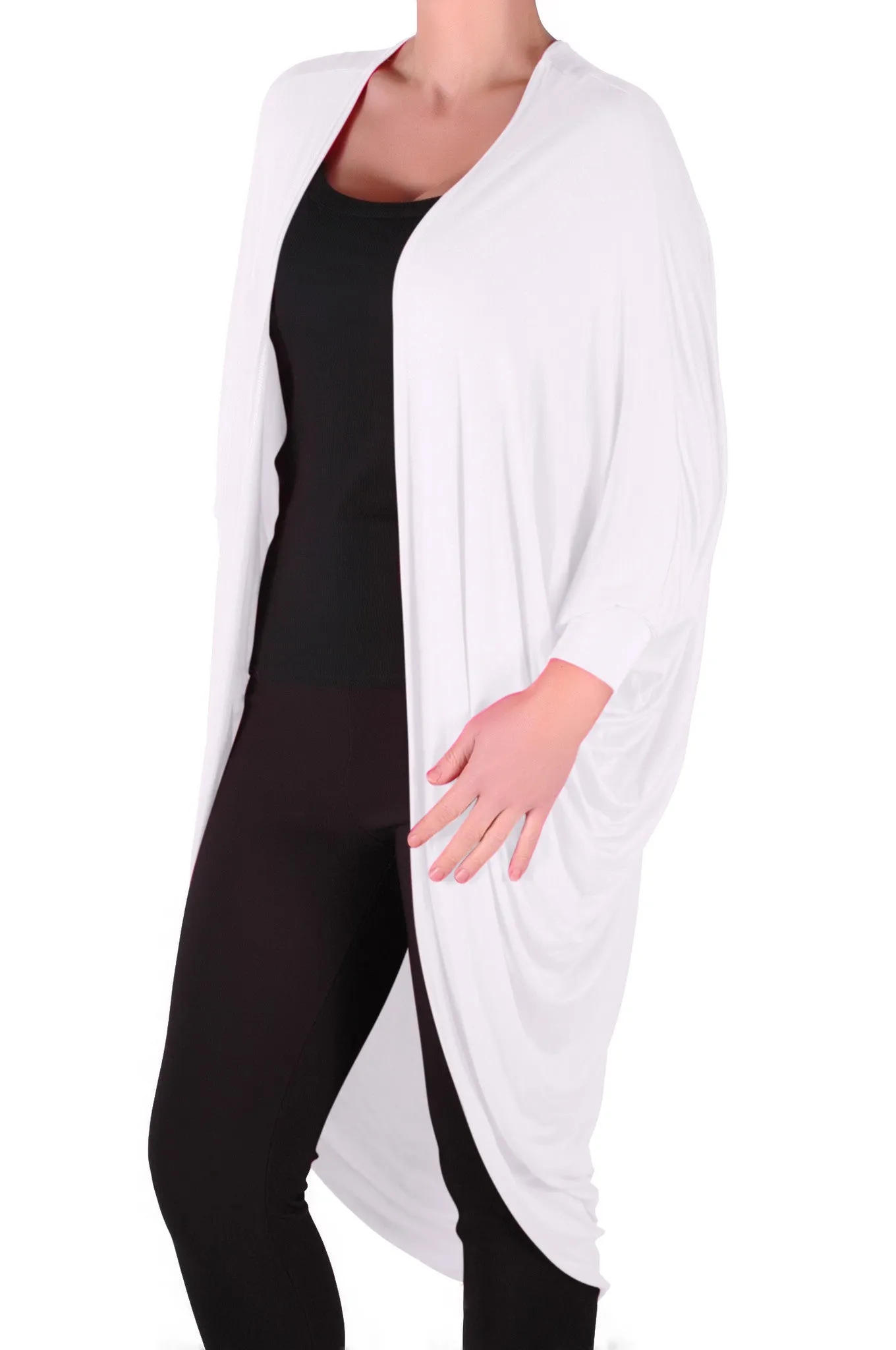 Baggy Waterfall Open Draped Batwing Sleeves Cardigan