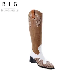 Bigsizeheels Sexy western pointy boots - Brown