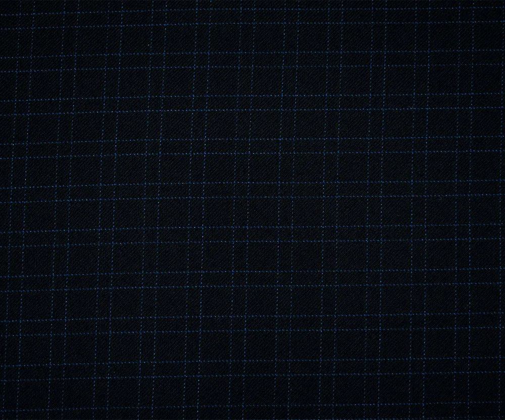 Black-Blue Polyester Check Plaid Twill Woven Fabric