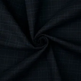 Black-Blue Polyester Check Plaid Twill Woven Fabric