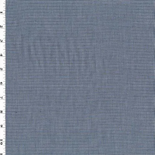 Black/Blue/White Mini Plaid Shirting Fabric