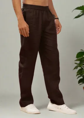 Breeze- Linen Casual Elastic Pants - Cocoa Brown