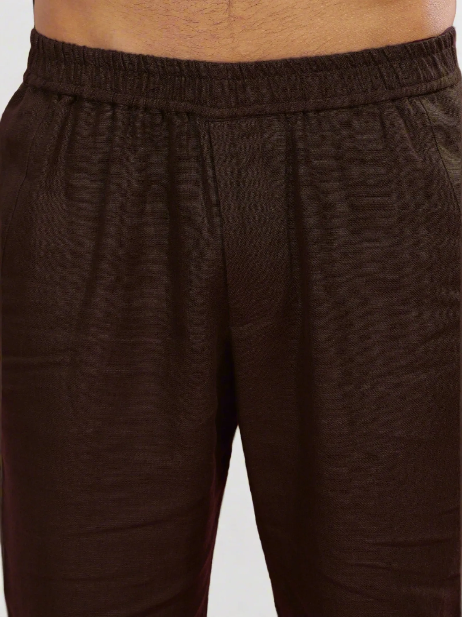 Breeze- Linen Casual Elastic Pants - Cocoa Brown