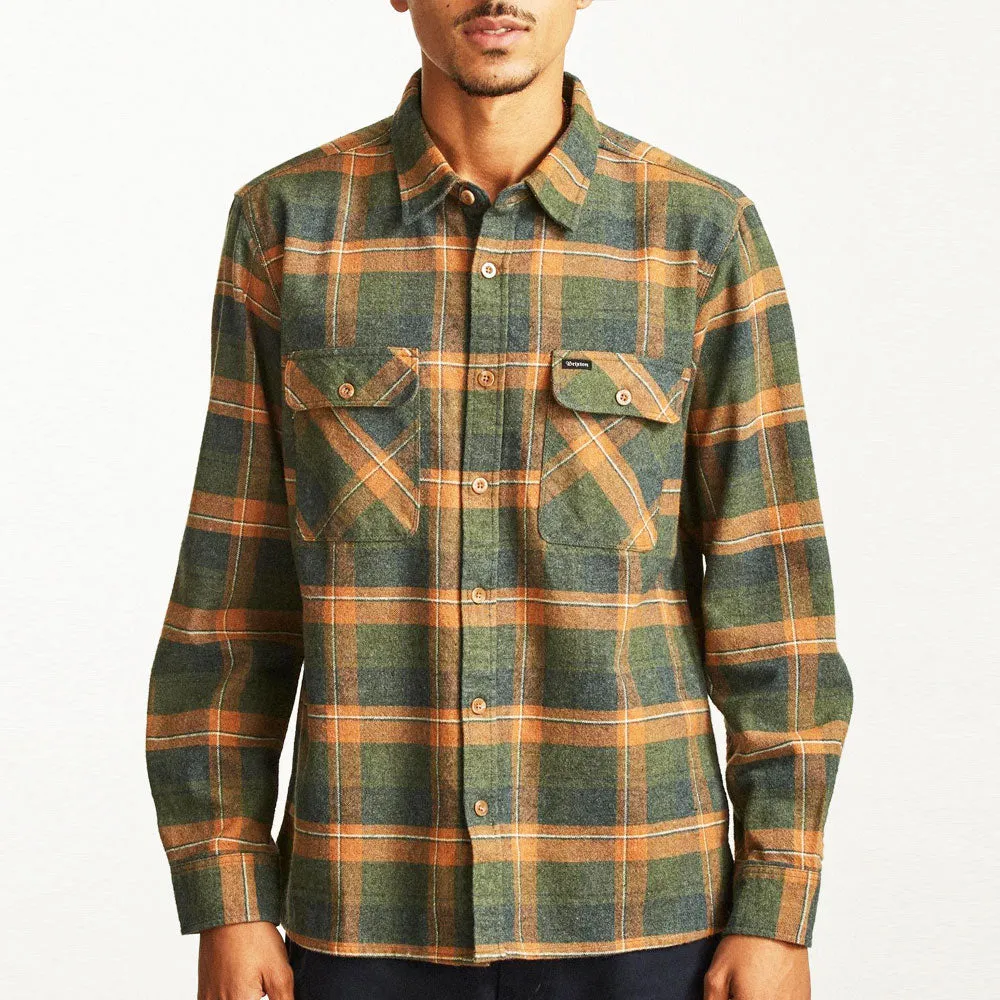 Brixton Archie Flannel Long Sleeve Shirt Green Plaid