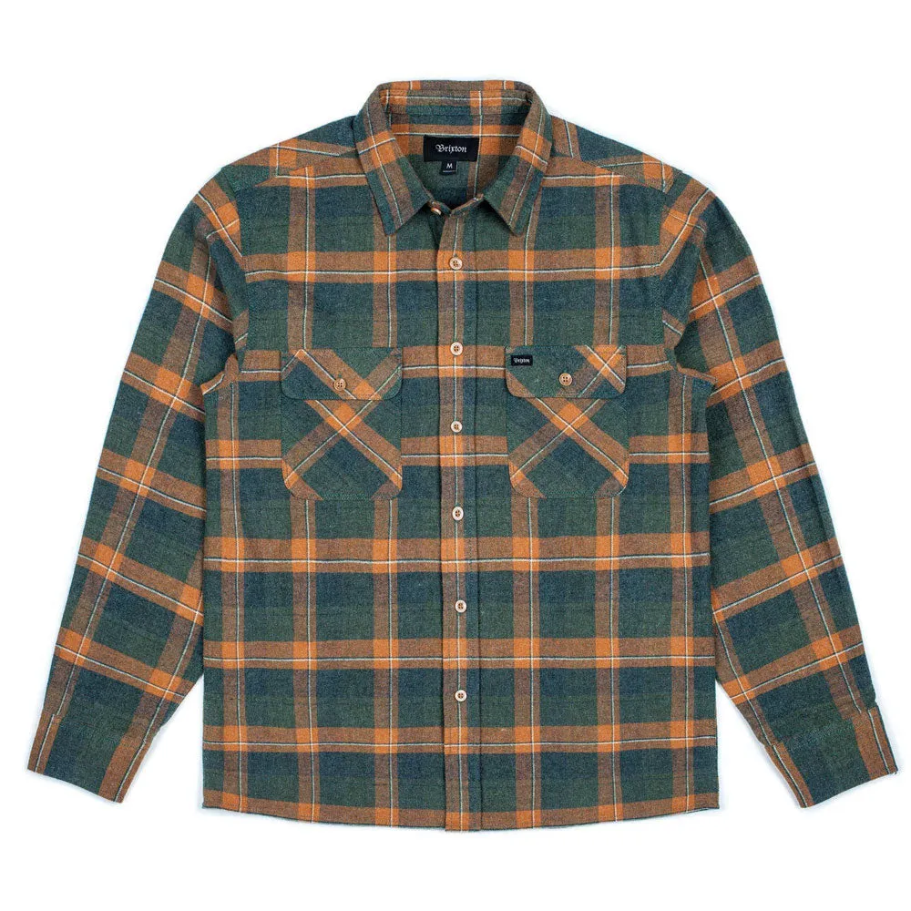 Brixton Archie Flannel Long Sleeve Shirt Green Plaid