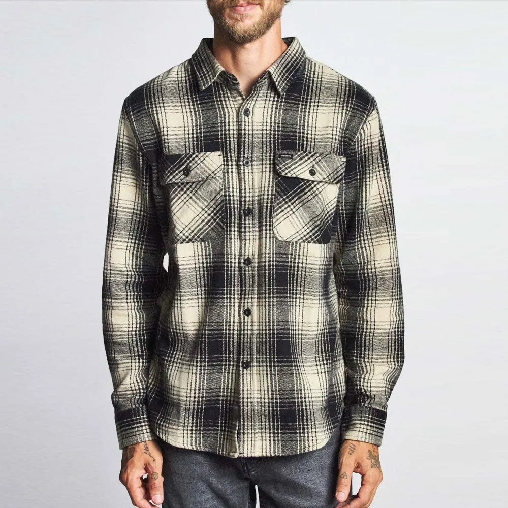 Brixton Bowery Flannel Long Sleeve Shirt Black Bone