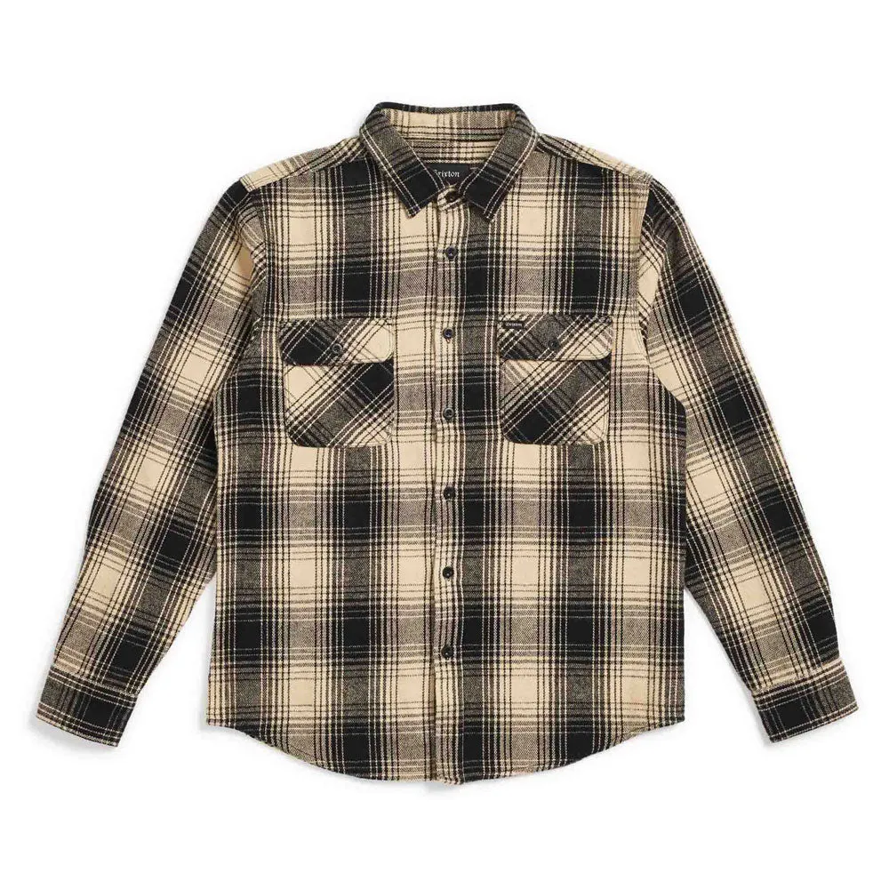 Brixton Bowery Flannel Long Sleeve Shirt Black Bone