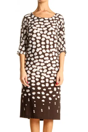 Brown Printed Classic Sheath Dress