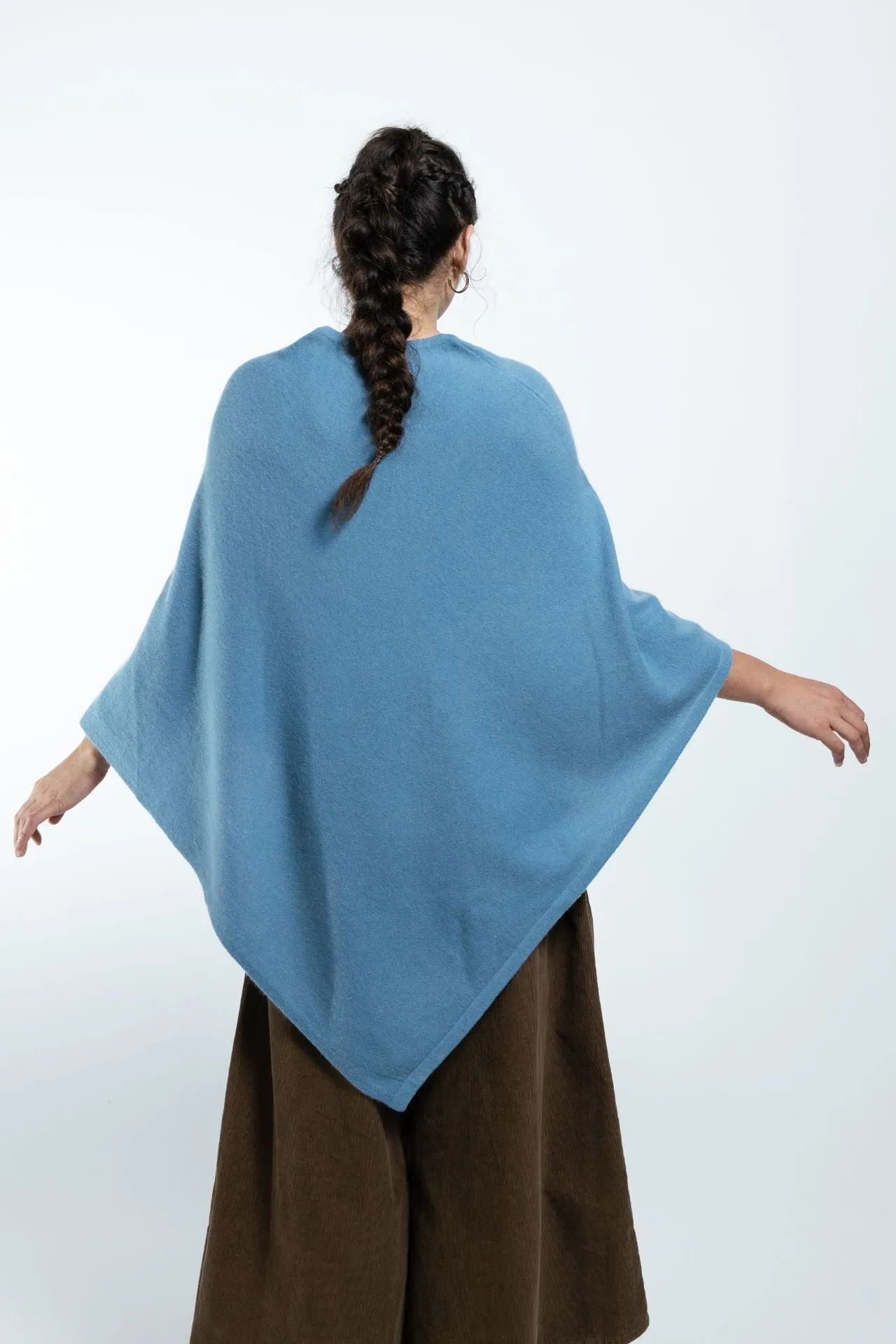 Cashmere Poncho - Sky Blue