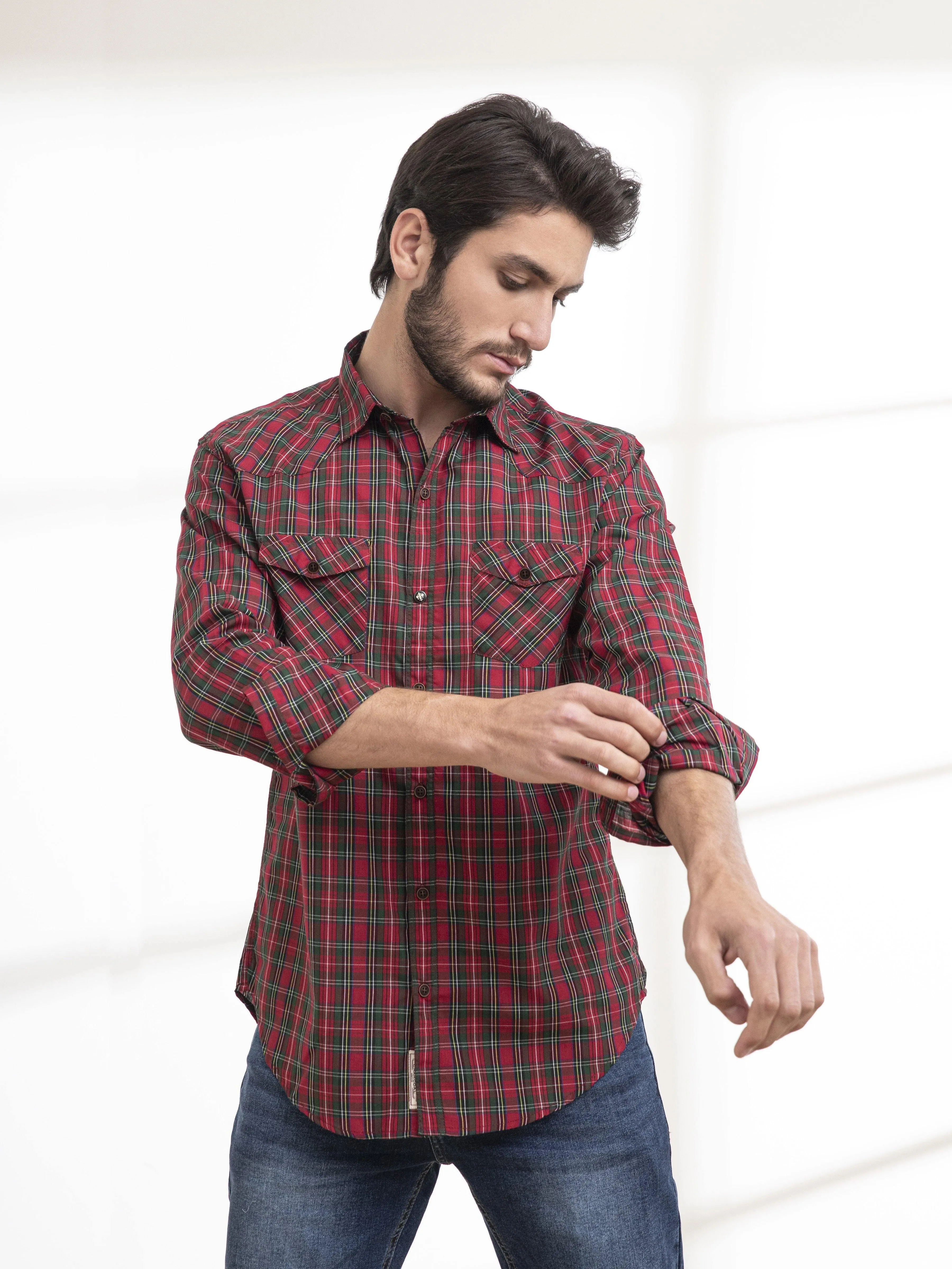 CASUAL SHIRTS FULL SLEEVE RED CHECK