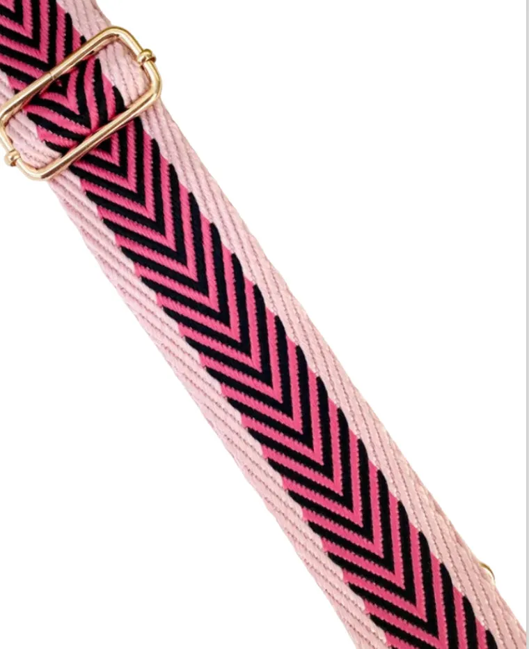 Chevron Bag Strap | Pale Pink, Fuchsia & Black