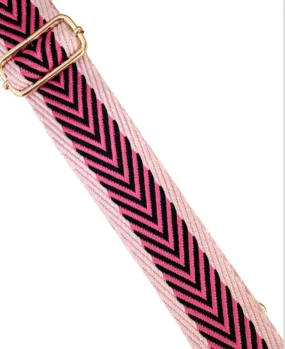 Chevron Bag Strap | Pale Pink, Fuchsia & Black