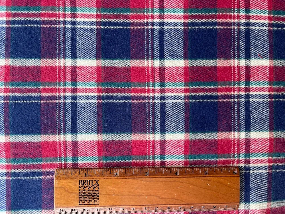 Cozy Soft Red & Navy Cotton Flannel (Made in Italy)