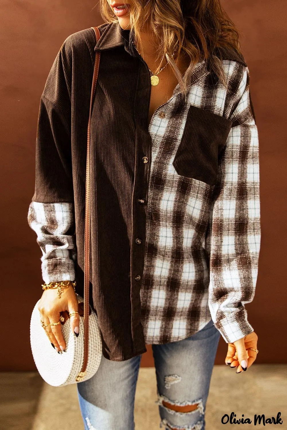 Deanwangkt - Oversized button-up shirt in checked corduroy