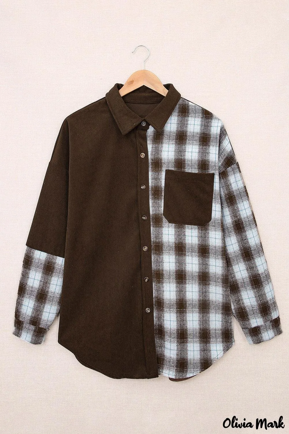 Deanwangkt - Oversized button-up shirt in checked corduroy