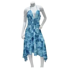 Escada Blue Tie Dye Strappy Sun Dress