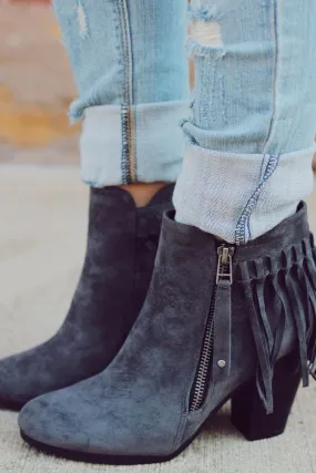 Fringe Booties - Grey