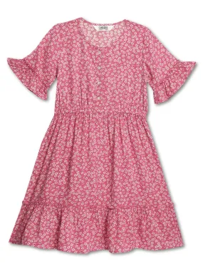 Girls Pink Printed Dress