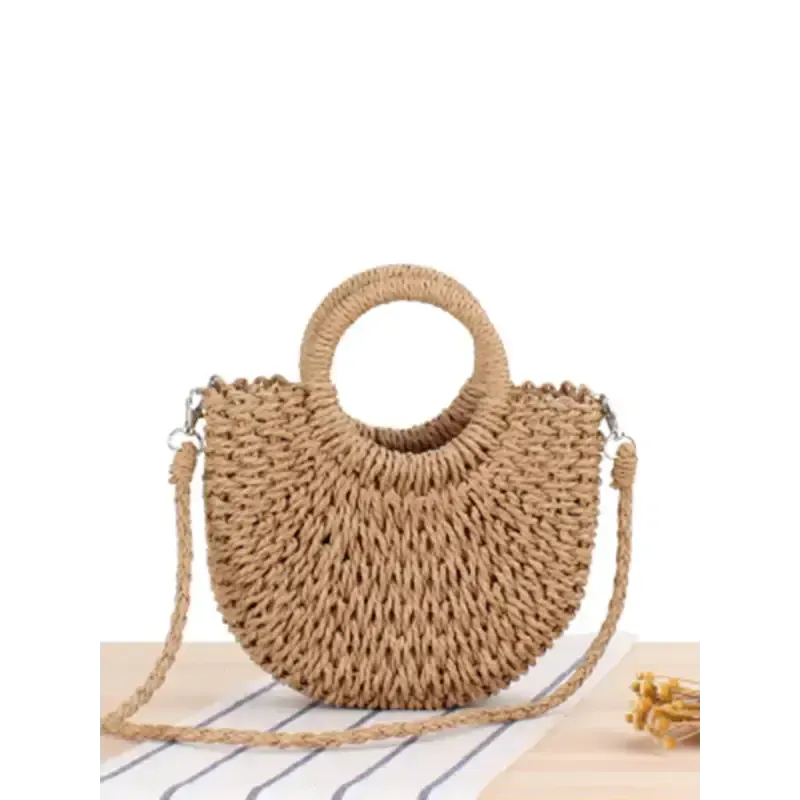 Half round straw woven bag beach hand woven bag holiday women’s bag