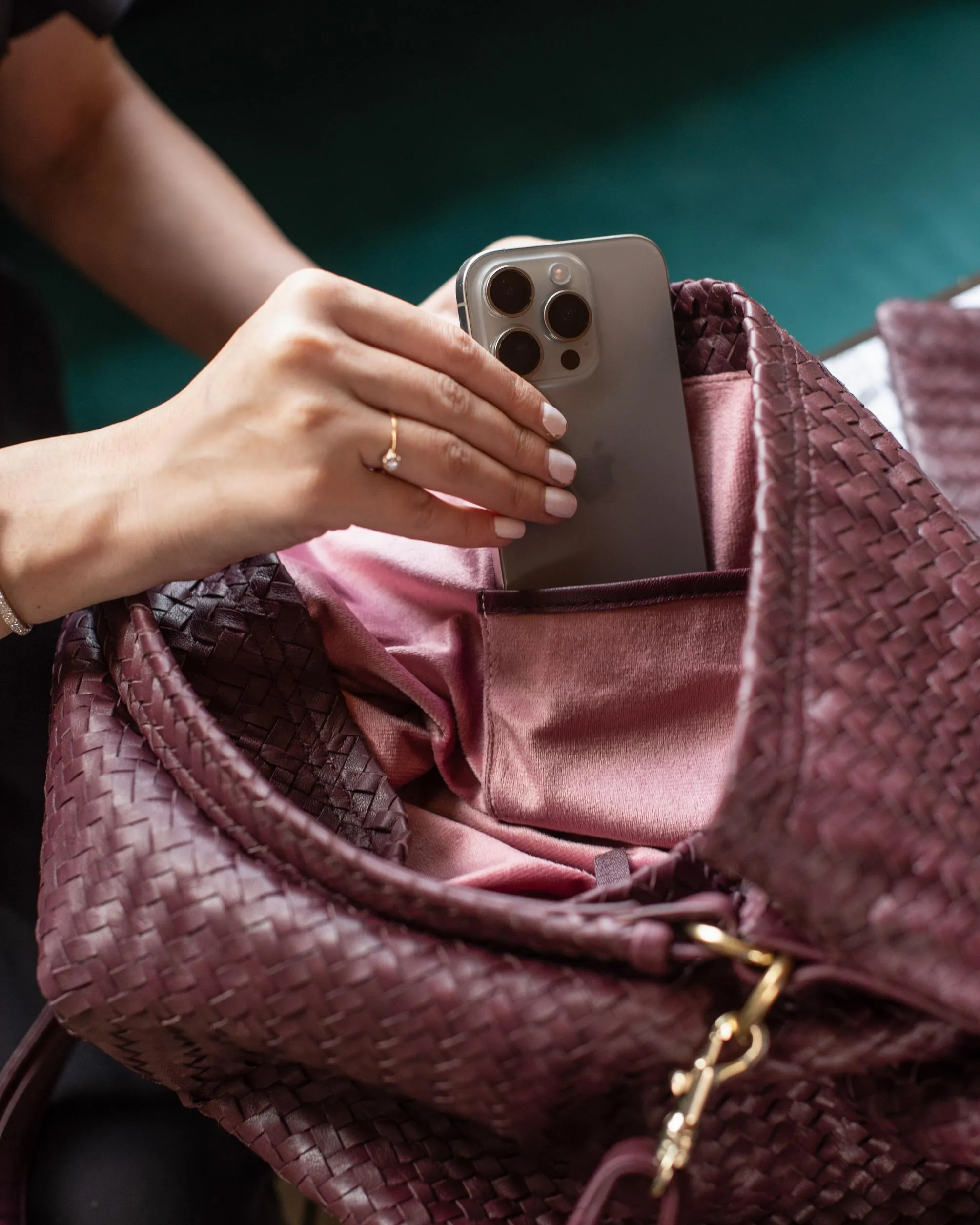 Handmade Woven Original Burgundy Leather Bag