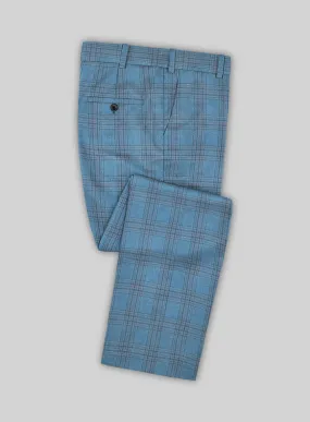 Italian Murano Beni Blue Wool Linen Silk Pants