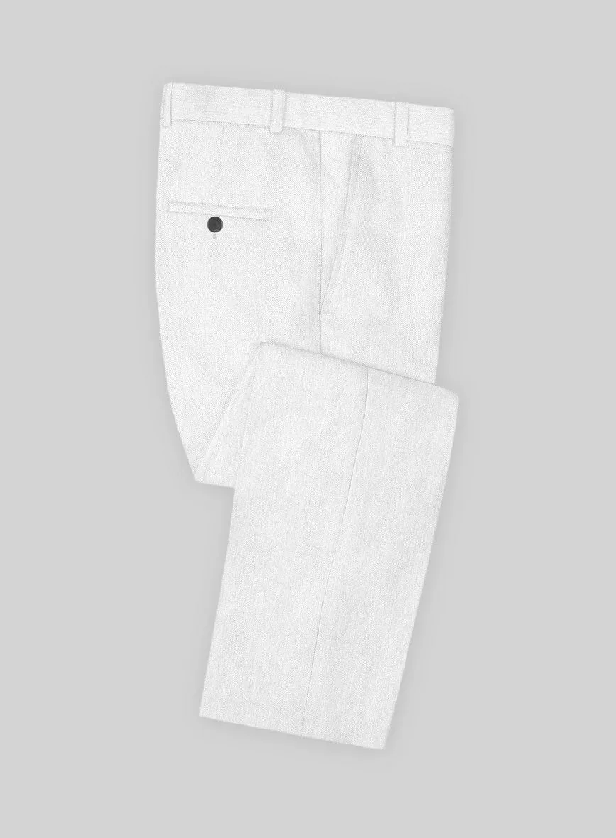 Italian Prato White Dobby Linen Pants