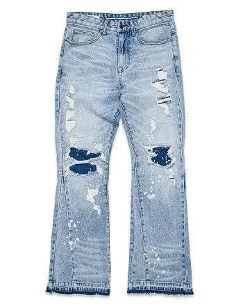 Knee Destroyed Slim Flare Denim