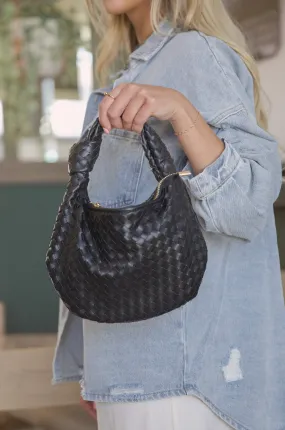 Melie Bianco Drew Small Woven Bag - Black