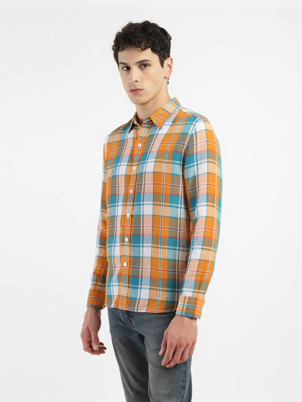 Men's Chekered Slim Fit Linen Shirts