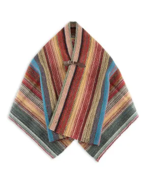 Merino Wool Blanket Poncho - Southwestern Stripe