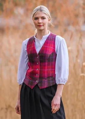 Mucros Ladies Vest | Pink Check