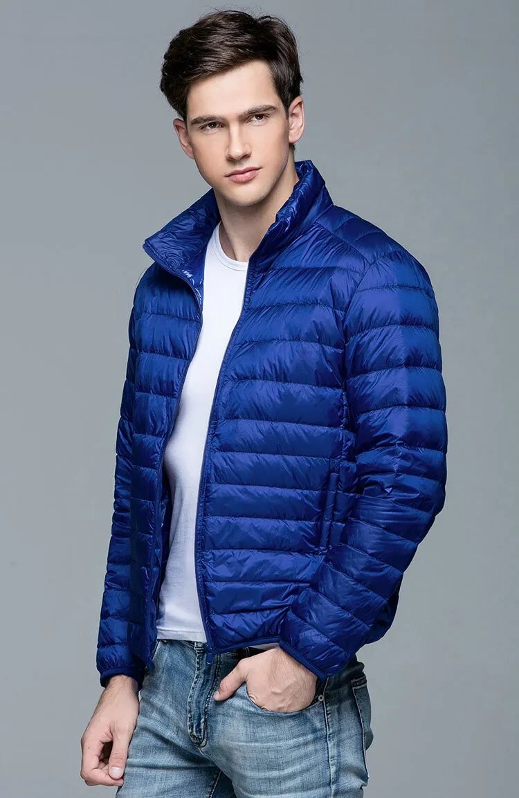 New Autumn Winter Man Duck Down Jacket Ultra Light Thin S-3XL Spring Jackets Men Stand Collar Outerwear Coat