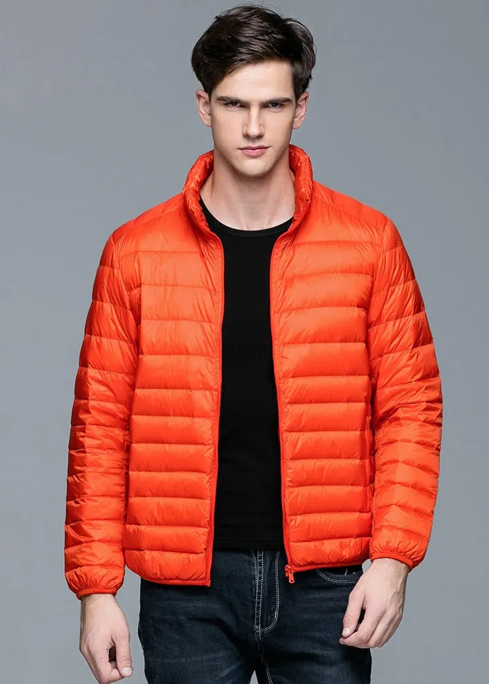 New Autumn Winter Man Duck Down Jacket Ultra Light Thin S-3XL Spring Jackets Men Stand Collar Outerwear Coat