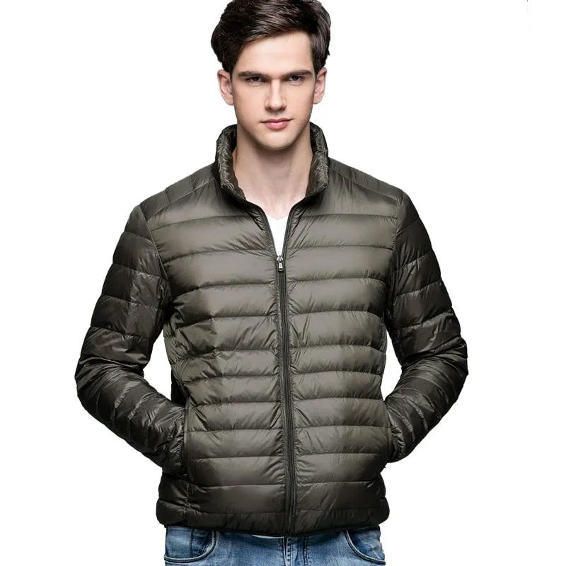 New Autumn Winter Man Duck Down Jacket Ultra Light Thin S-3XL Spring Jackets Men Stand Collar Outerwear Coat