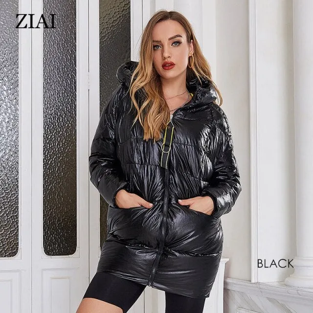 New Women's Winter Coat Casual Fashion Splicing Short Jacket Cotton Warm Hooded Female Zipper printing Parkas ZR-7078