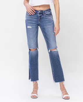 Novelty - Low Rise Distressed Split Hem Straight Jeans