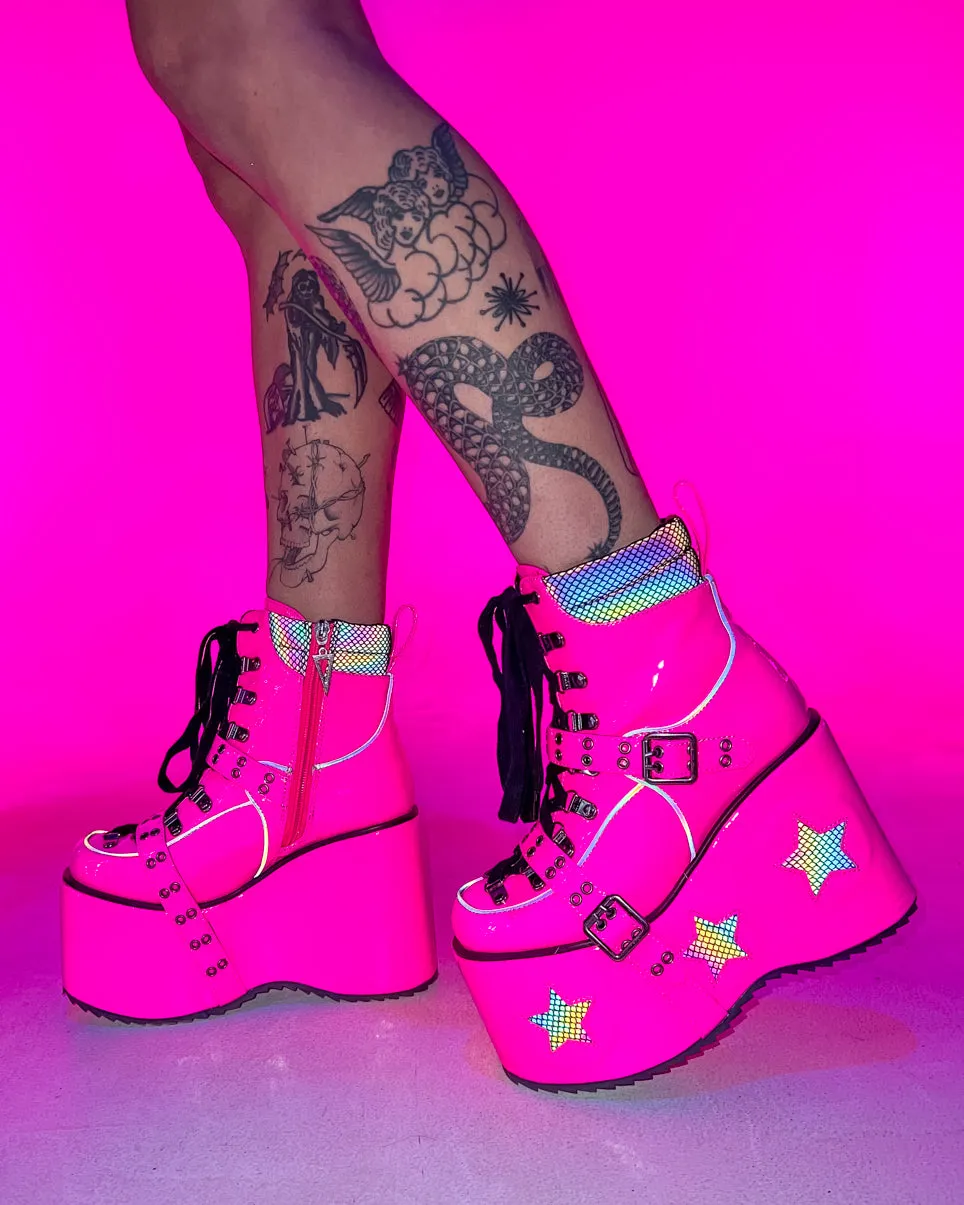 Pink Spaced Out Platform Boots