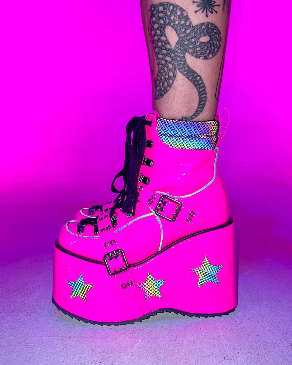 Pink Spaced Out Platform Boots