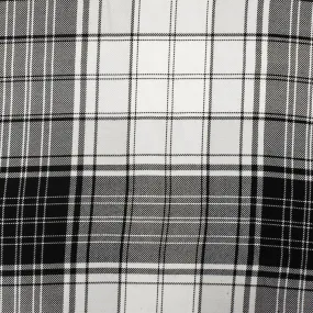 Pitch Black -White Plaid Rayon Twill Woven Fabric