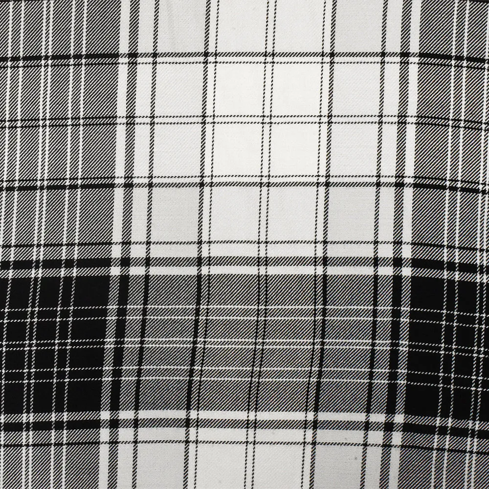 Pitch Black -White Plaid Rayon Twill Woven Fabric