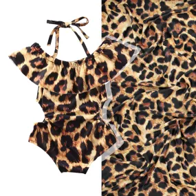 Premium Digital Printed Swimwear Lycra Design-12 Yellow & Black Leopard