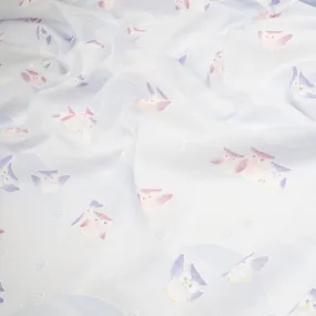 Printed Cotton Voile Design-8 Purple Owls on Light Lilac