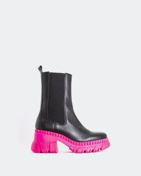 Rico Black Leather Fuchsia Sole