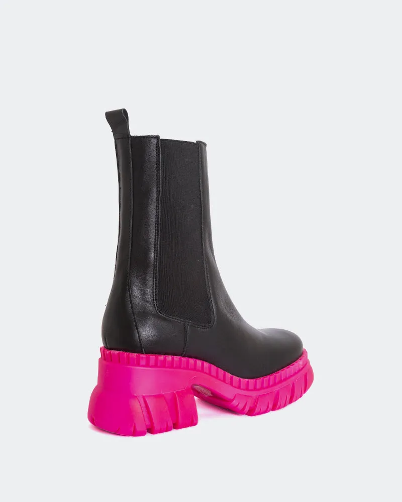 Rico Black Leather Fuchsia Sole