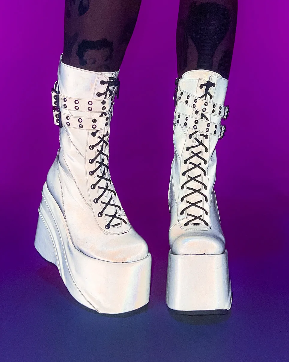 Silver Stardust Platform Boots